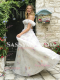 Off The Shoulder Tulle Floral A Line Prom Dress