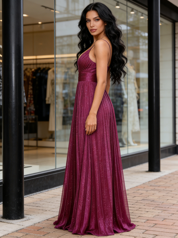 Spaghetti Straps Sparkle Tulle A Line Prom Dress