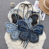 Bold Bead Embellishments Denim Butterfly Top