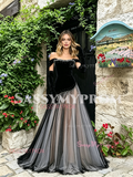 Off The Shoulder Beading Trumpet Mermaid Tulle Prom Dress