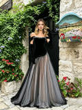 Off The Shoulder Beading Trumpet Mermaid Tulle Prom Dress
