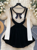 Black and White Ensemble Bow Mini Dress