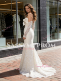 Lace Strapless Trumpet Mermaid Bow Wedding Dress