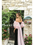 Off The Shoulder Trumpet Mermaid Ruffles Tulle Velvet Prom Dress