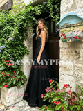 Black Halter Keyhole Sequin Trumpet Mermaid Prom Dress