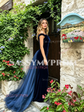 Royal Blue Velvet Off The Shouler Trumpet Mermaid Prom Dress