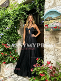 Black Halter Keyhole Sequin Trumpet Mermaid Prom Dress