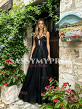 Black Halter Keyhole Sequin Trumpet Mermaid Prom Dress