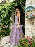 Purple Sweetheart A Line Tulle Layers Prom Dress