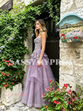 Purple Sweetheart A Line Tulle Layers Prom Dress