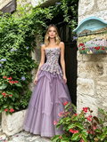 Purple Sweetheart A Line Tulle Layers Prom Dress