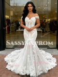 Lace Trumpet Mermaid Appliques Off The Shoulder Wedding Dress