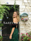 Off The Shoulder Trumpet Mermaid Green Sequin Prom Dress