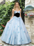 Blue Tulle A Line Butterfly Sweetheart Prom Dress