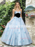 Blue Tulle A Line Butterfly Sweetheart Prom Dress