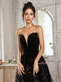 Beading Tulle Black Off The Shoulder Prom Dress