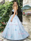 Blue Tulle A Line Butterfly Sweetheart Prom Dress