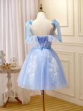 Blue Sweetheart Bowknot Short Homecoming Dress