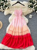 Ruffled Layers Sweetheart Gradient Dress