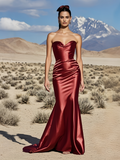 Trumpet Mermaid Sleeveless Sweetheart Satin Prom Dress