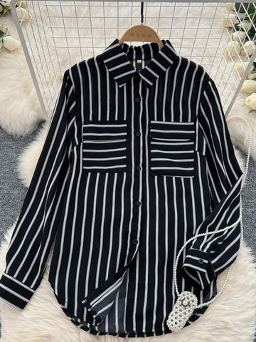 Timeless Black Stylishly Striped Shirt