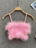 Sultry Pink Feather Camisole Top