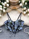 Chain Straps Vintage Vibe Floral Corset Top