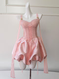 Polka Dot Pink Corset Sweet Party Homecoming Dress