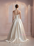 A Line Empire Waist Ivory Sweetheart Satin Wedding Dress