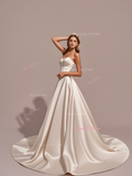 Satin Sleeveless A Line Sweetheart Wedding Dress