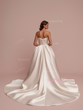 Satin Sleeveless A Line Sweetheart Wedding Dress