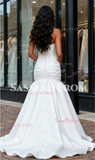 Satin Trumpet Mermaid Ruched Strapless Wedding Dress With Slit