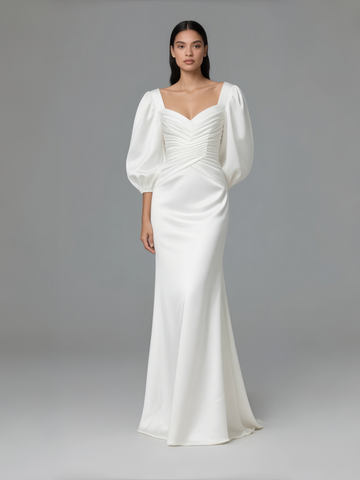 Sweetheart Trumpet Mermaid Puffy Long Sleeve Wedding Dress