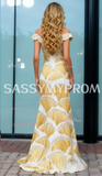 Beading Yellow Trumpet Mermaid Off The Shoulder Prom Dress