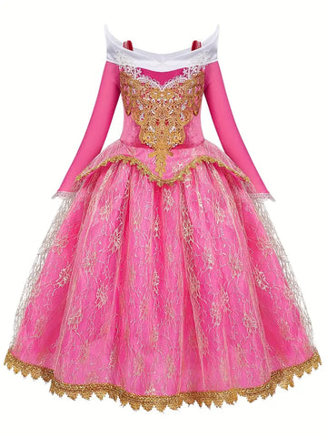 Pink Princess Girl Costume Dress Up Birthday Christmas Dress