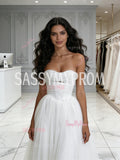 Tulle Cut Out A Line White Sweetheart Wedding Dress