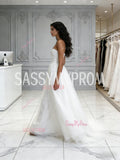 Tulle Cut Out A Line White Sweetheart Wedding Dress