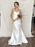 Sheath Column Ruched Satin Sweetheart Wedding Dress