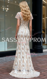 Print Beading Trumpet Mermaid Off The Shoulder Prom Dress With Slit