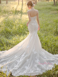 Trumpet Mermaid Tulle Appliques Off The Shoulder Wedding Dress