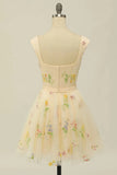 Sweetheart Floral Print Tulle Homecoming Dress
