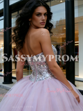 Purple Tulle Sweetheart Sequin Ball Gown Prom Dress
