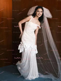 Straps Square Bow Tulle Column Sheath Wedding Dress