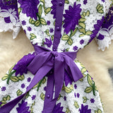 Purple Bow Floral Lace Dress