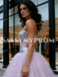 Purple Tulle Sweetheart Sequin Ball Gown Prom Dress