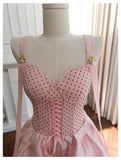 Polka Dot Pink Corset Sweet Party Homecoming Dress