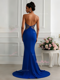 Sweetheart Beading Sheath Column Royal Blue Prom Dress