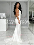 Halter Trumpet Mermaid Satin Backless Wedding Dress