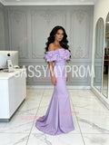 Off The Shoulder Satin Lavender Trumpet Mermaid Prom Dress