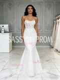 Tulle Sheer Trumpet Mermaid Sweetheart Flowers Wedding Dress